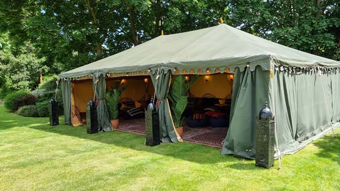 The Grand Soiree Bedouin Tent suitable to seat up to 50 to 60 people.