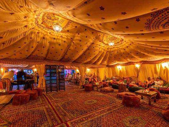 Bedouin Tent decorated with Saffron Linings.