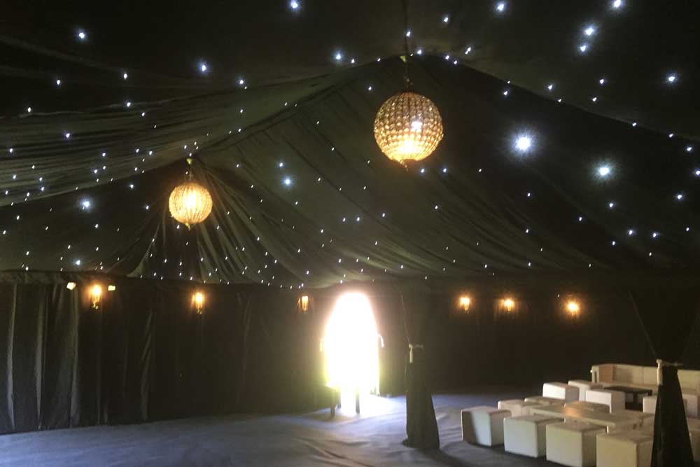 A 6x9m Starry Night Bedouin Tent with Starcloth Linings.