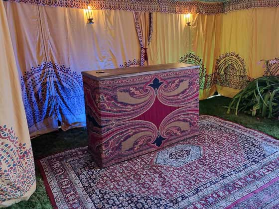 A Wooden Arabian Bar Unit Set Up for a 21st Birthday Party