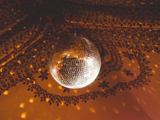 A 40cm Mirror ball inside a Bedouin tent