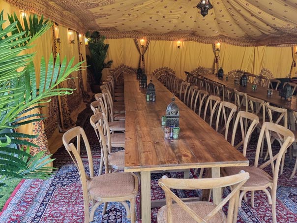 Moroccan Dining Tent - With Moroccan Candle Lanterns and Tea Glasses Used For Table Décor