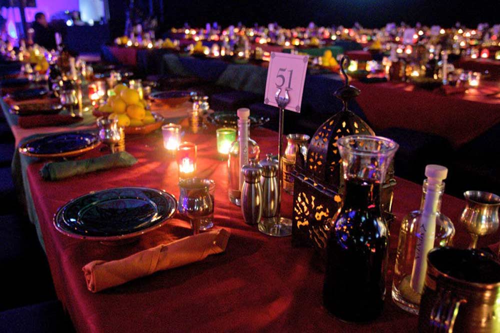 Arabian Table Decor with Lanterns and Tea Glasses - Exotic Table Arrangement