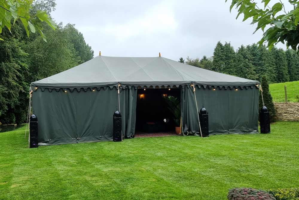 Bedouin Tent Hire with Four Black Candle Lanterns - Exotic Event Lighting