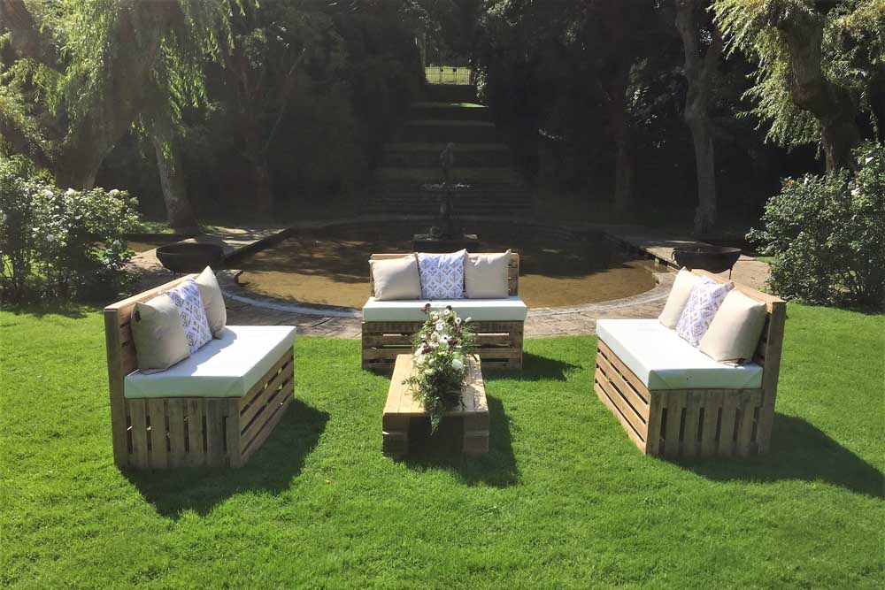 Pallet Furniture Hired at Cornwell Manor Wedding Venue