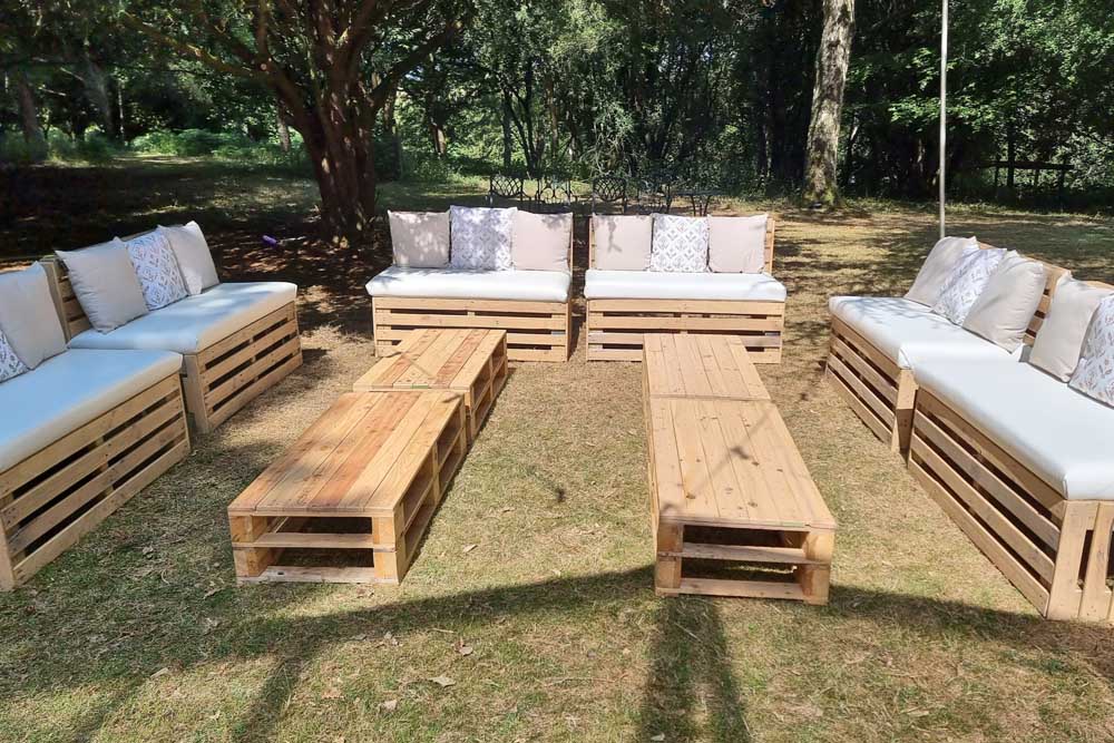 Outdoor Wedding Furniture in a Wooded Area