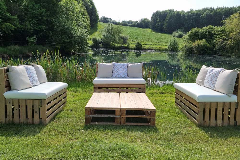 Three Pallet Benches Overlooking an Idyllic Lake