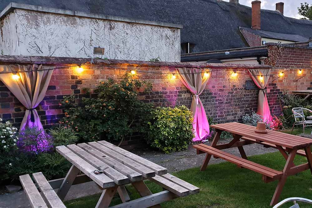 Outdoor Wedding Lighting - Festoon and Uplighters