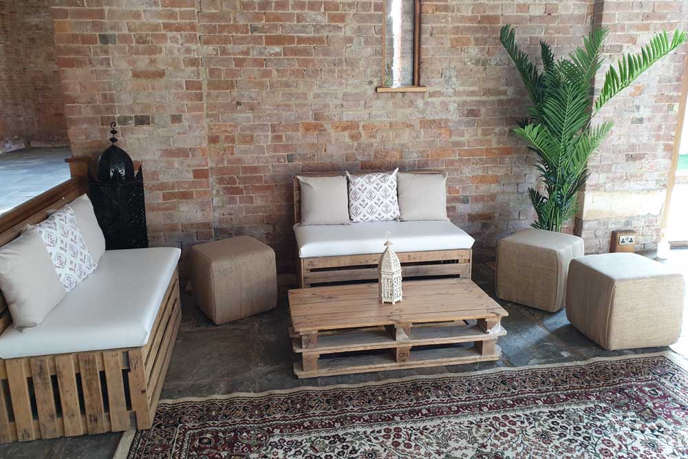 Pallet Furniture Hired at Mickleton Hills Farm Wedding Venue