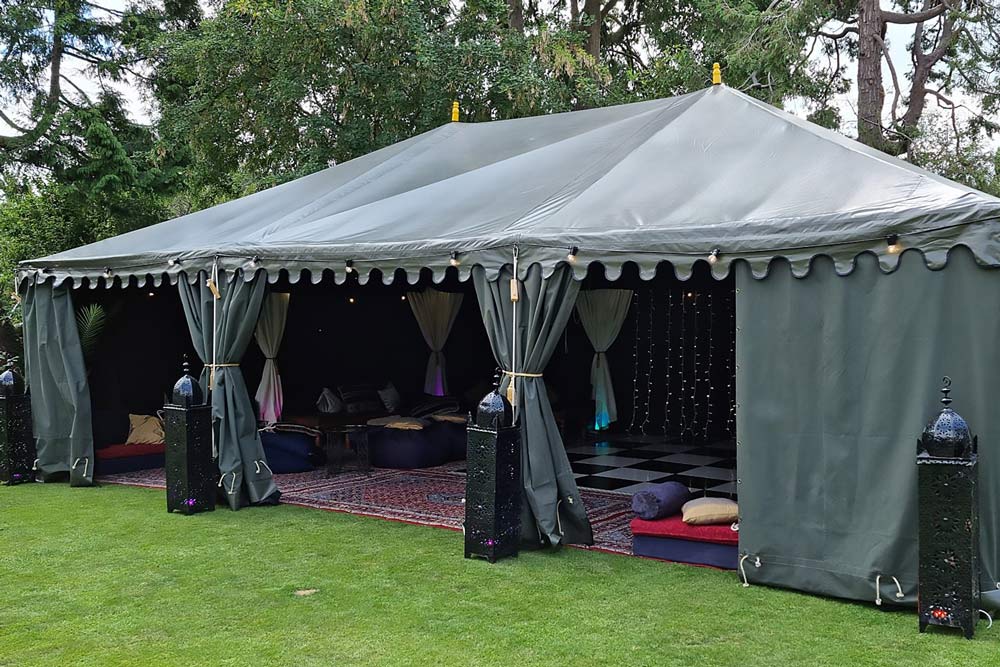 Party Tent Illuminated with Festoon Lighting