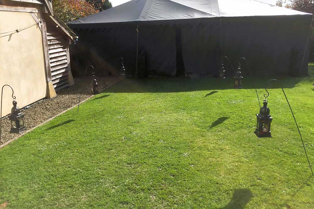 Elegant Pole Lanterns with Iron and Colorful Glass