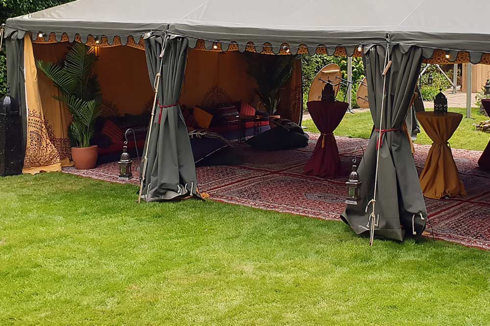 Iron and Colourful Glass Pole Lanterns - Exquisite Event Lighting