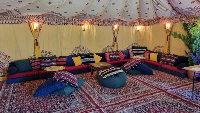 Low-level chillout seating for 15 people.